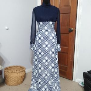 Vintage long union made sheer long sleeve dress